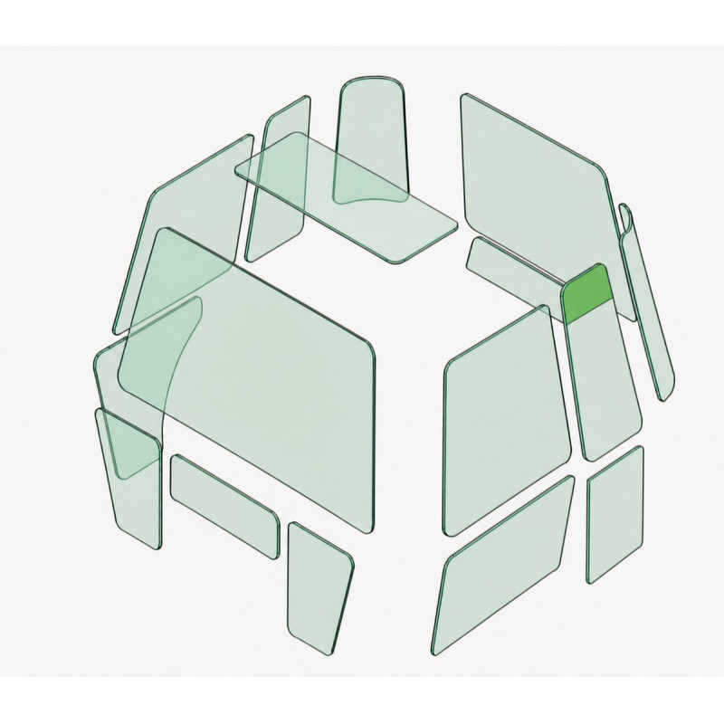 SEITENSCHEIBE LINKS OBEN passend fuer CATERPILLAR 962G