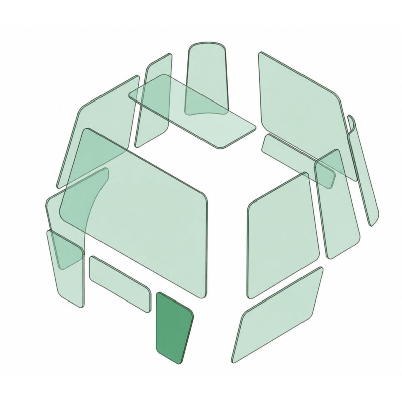 FRONTSCHEIBE UNTEN LINKS passend fuer JCB 3170